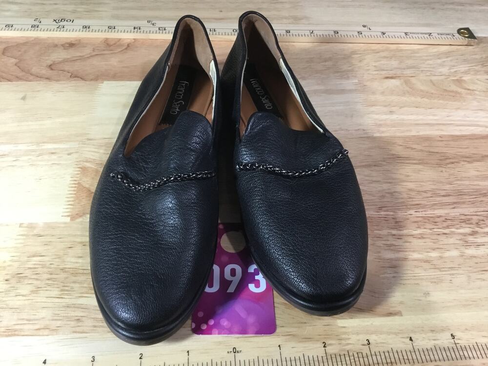 Franco Sarto Hanah Loafer Womens 5M Black Leather Slip-On Casual Round Toe Flats